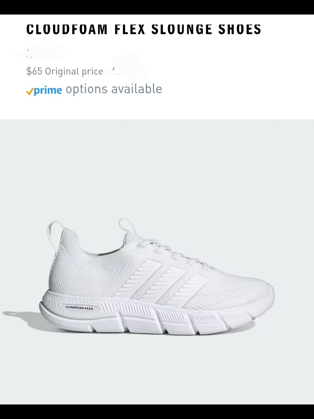 adidas White Cloudfoam Flex Slounge Knit Sneakers